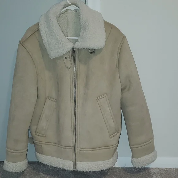 Shearling Lined Tan Jacket - Picture 1 of 3